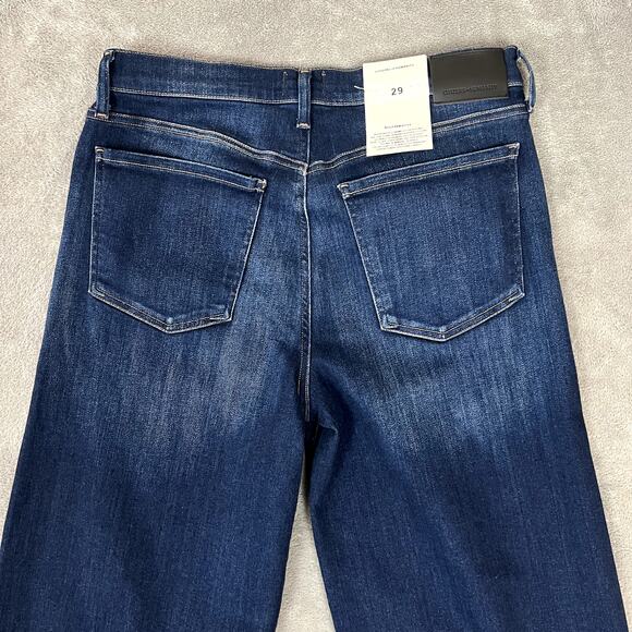 Citizens of Humanity Jeans Womens 29 Wide Leg Frayed Hem Cropped Dark Wash NWT - Picture 7 of 11